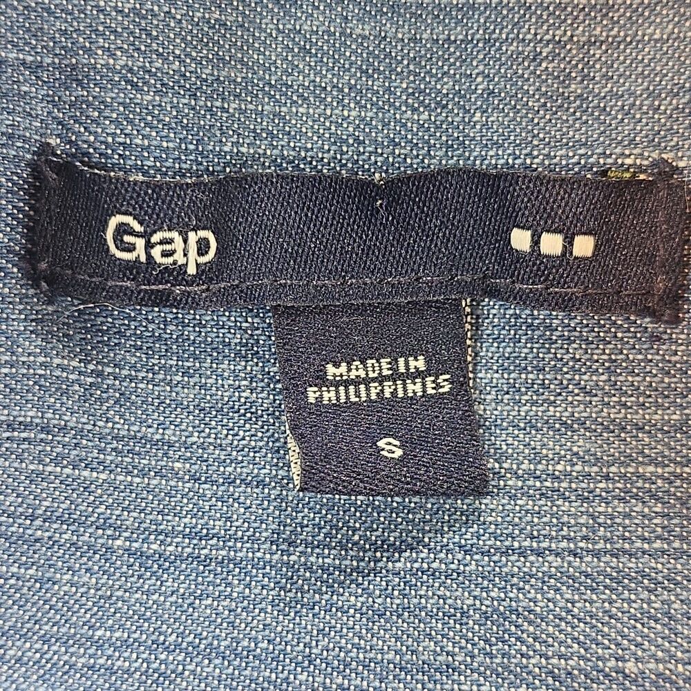 Gap Womens Denim Shirt Dress Blue Snap Front Tie Waist Long Sleeve Pocket Size S - Picture 3 of 11